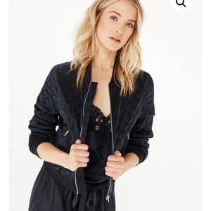 Cami NYC Dierdre Black Silk Quilted Bomber Jacket - Size Medium M
